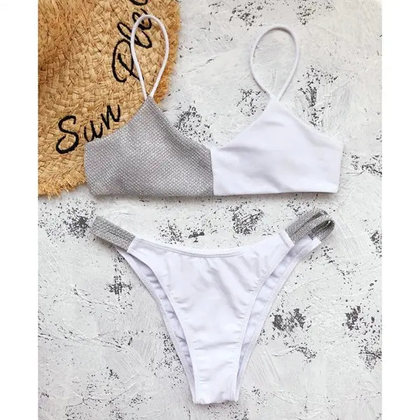 Glänzendes Patchwork-Bikini-Set: INGAGA 2021 Neu