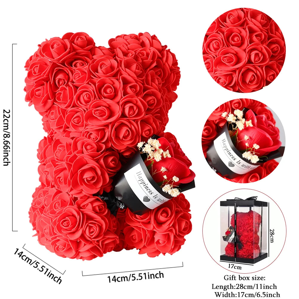 1/2pc 25cm Teddy Rose Bear with Bouquet