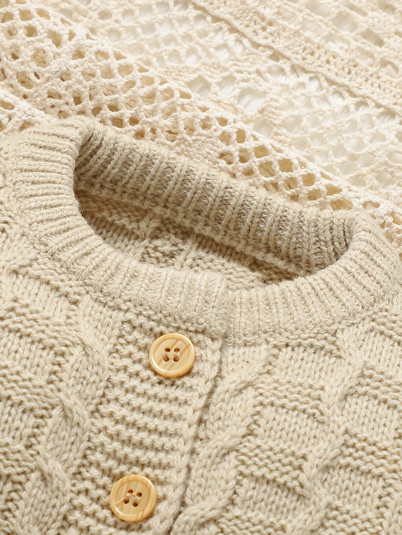 Infant Knitted Bodysuit Solid Color Romper + Knitted Cardigan + Children's Hat Three-Piece Set, Perfect for Outdoor