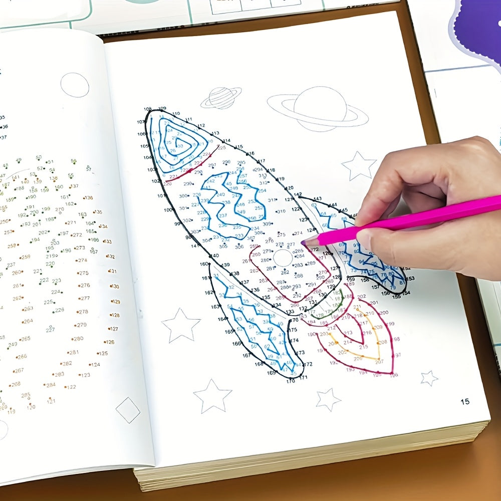 2 Books of Number Connect-the-Dots - 54 Pages per Book. Includes Number Dot-Connecting Patterns, Coloring Pages, and Graphic Answers - A Creative Educational Activity Book Focused on Fun Learning Adventure Activities that Enh