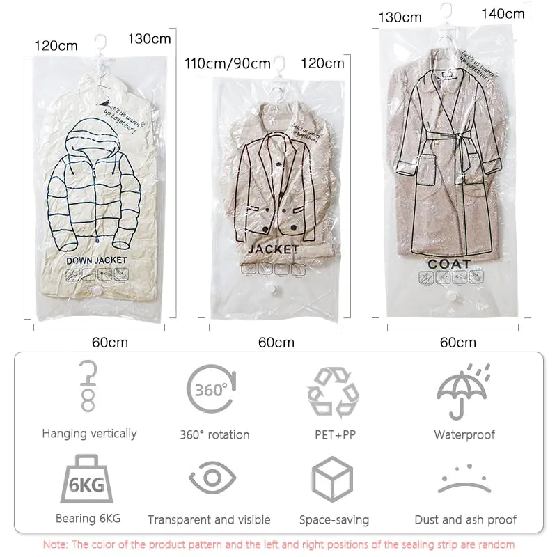 Hangende organizer voor in de kast, vacuümzak