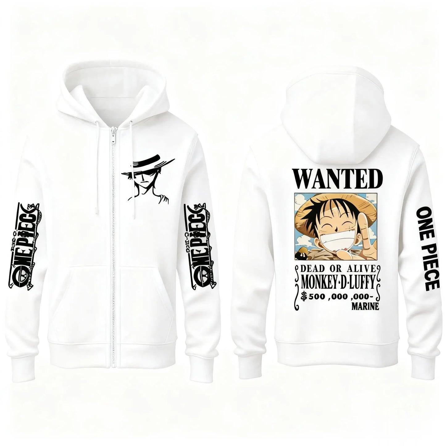 One Piece Anime Hoodie Luffy Wanted Print Sweatshirt Men Women Autumn Winter Casual Cosplay Jacket Hooded Pullover Streetwear