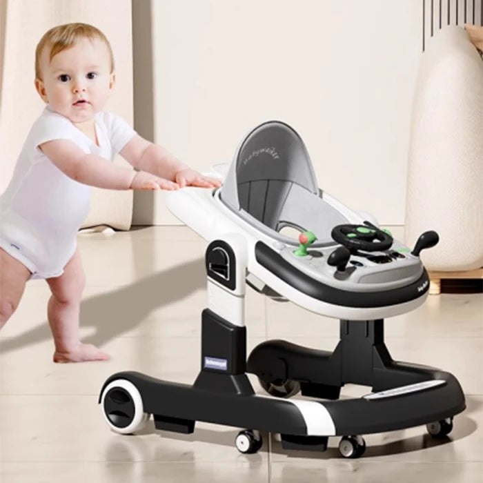 New 4 In 1 Baby Infant Walker Toddler Baby Push Walker Removable Feeding Tray And Music Tray Foldable Walker Child Handcart
