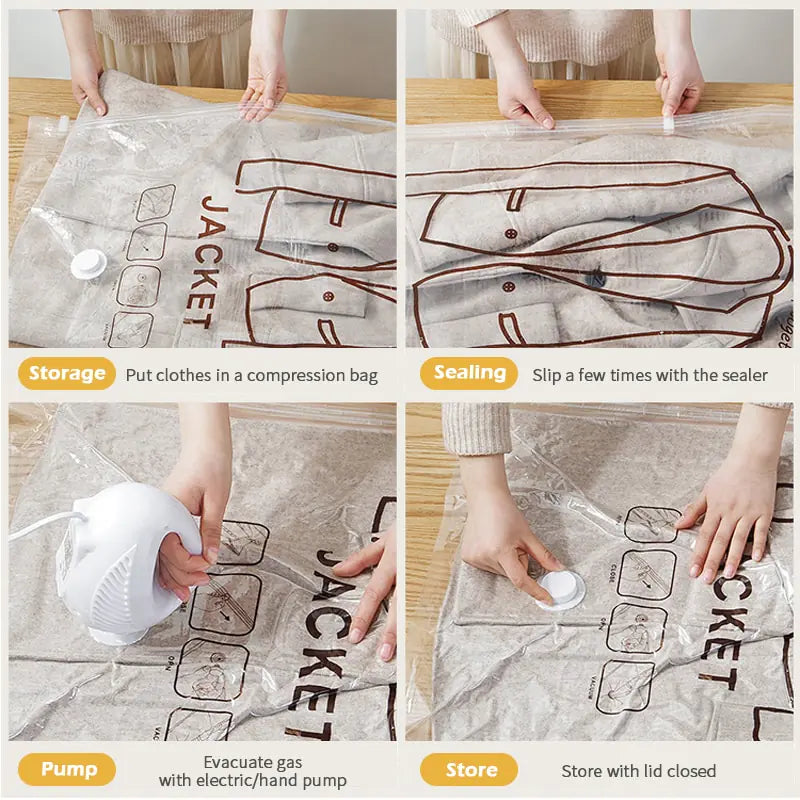 Hangende organizer voor in de kast, vacuümzak