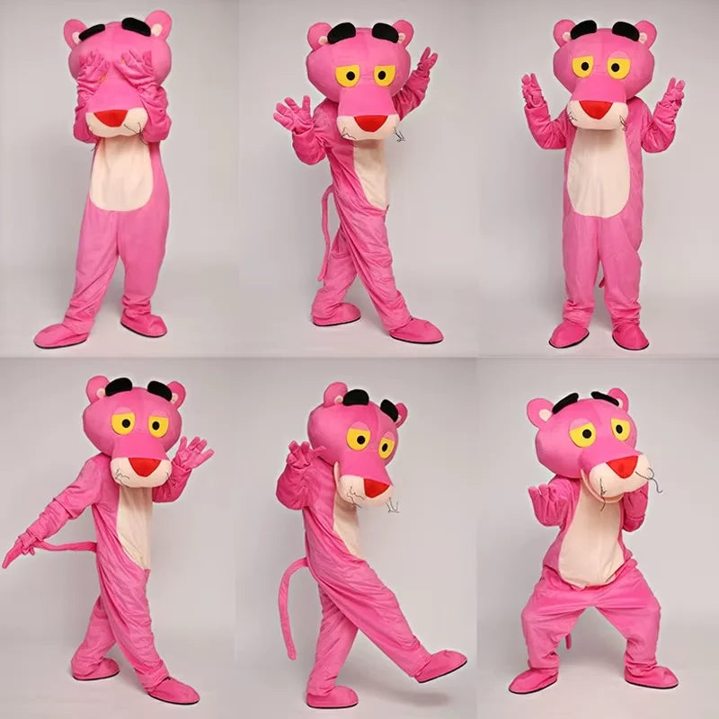 Pink Panther Leopard Cartoon Mascot Costume Adults Advertising ceremony birthday Fancy Dress Party carnival Cosplay Outfits