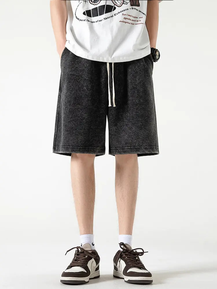 Zomerse katoenen sweatshorts met distressed look