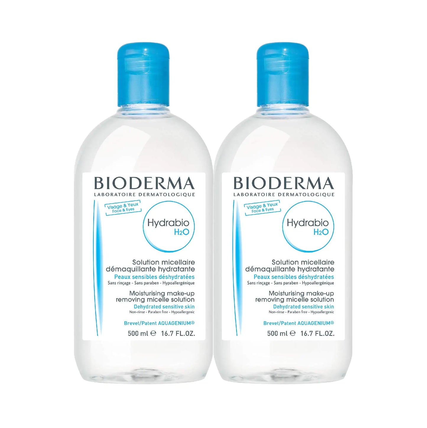 Bioderma - Hydrabio H2O Micellar Water - Face Cleanser and Makeup Remover - Micellar Cleansing Water for Dehydrated Sensitive Skin 33.4 Fl Oz (Pack of 1)