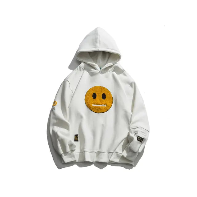 Smile Face Patchwork Capuchon Sweatshirts
