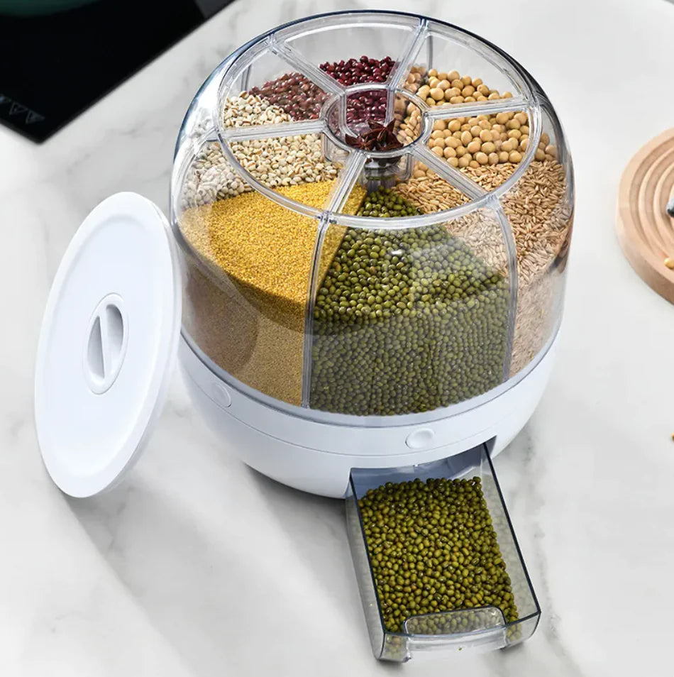 Keukenopslagcontainer van kunststof van voedingskwaliteit voor granen en rijst