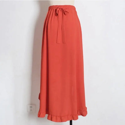 Women's Lace Up Ankle Split  Maxi Skirt