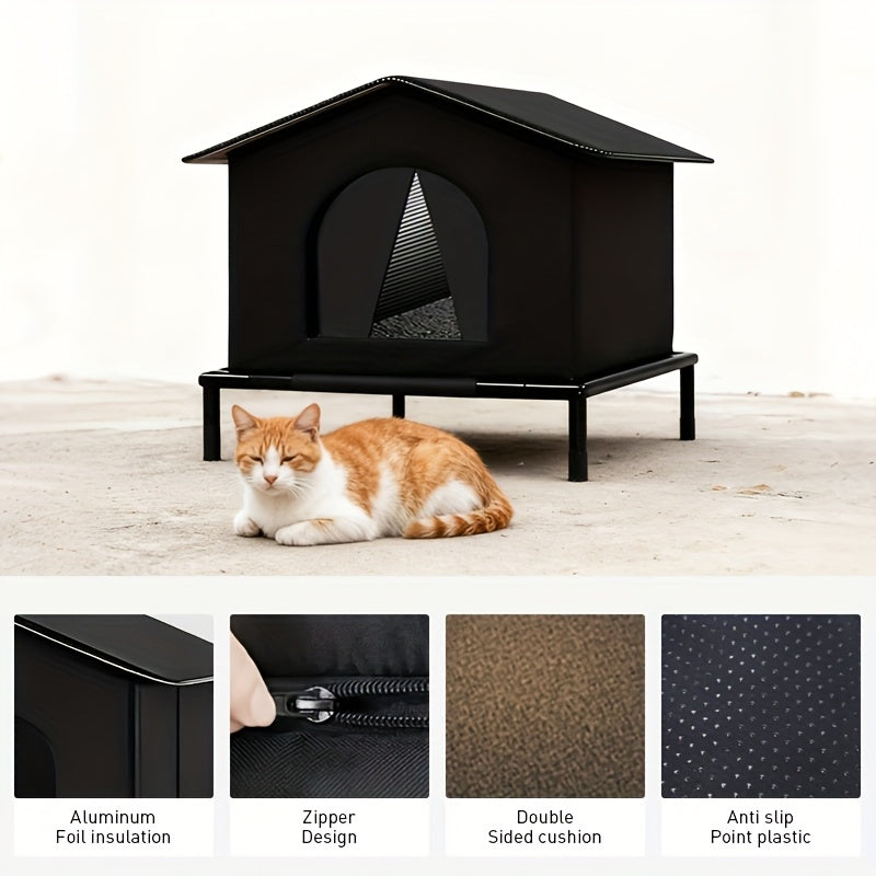 PETFEET Large Outdoor/Indoor Dog House & Cat Shelter - Heavy-Duty Oxford Fabric Pet Enclosure with Sturdy, Easy Assembly Winter Warm Tent-like Roof - Spacious Multi-Animal House for Puppies, Cats, Rabbits - All-Weather Protec