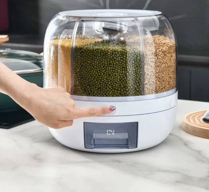 Keukenopslagcontainer van kunststof van voedingskwaliteit voor granen en rijst