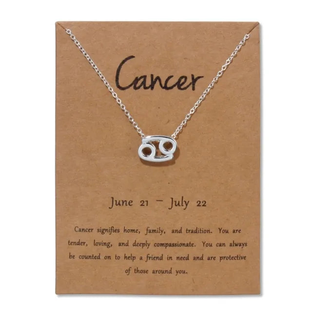 Gold Zodiac Pendant Necklace For Women