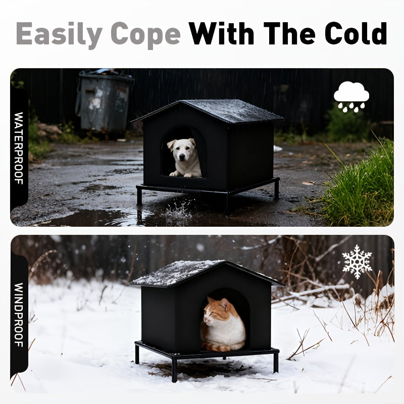 PETFEET Large Outdoor/Indoor Dog House & Cat Shelter - Heavy-Duty Oxford Fabric Pet Enclosure with Sturdy, Easy Assembly Winter Warm Tent-like Roof - Spacious Multi-Animal House for Puppies, Cats, Rabbits - All-Weather Protec