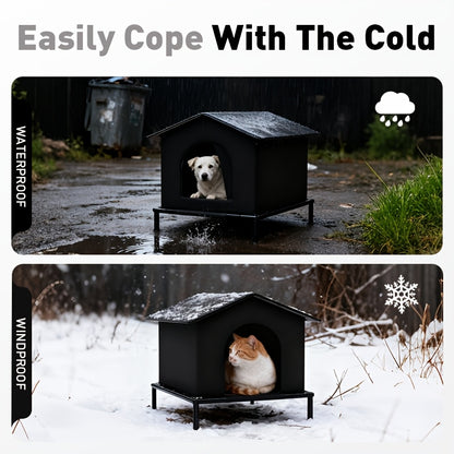 PETFEET Large Outdoor/Indoor Dog House & Cat Shelter - Heavy-Duty Oxford Fabric Pet Enclosure with Sturdy, Easy Assembly Winter Warm Tent-like Roof - Spacious Multi-Animal House for Puppies, Cats, Rabbits - All-Weather Protec