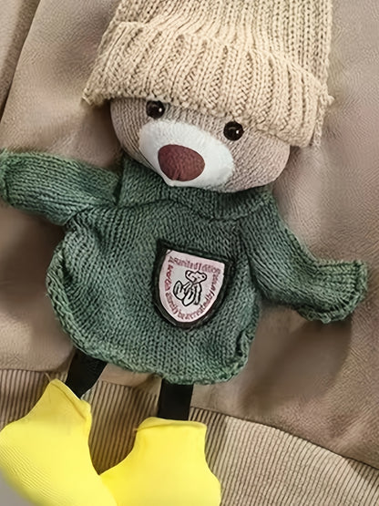 A boy's round-neck hoodie and long pants set, paired with cute bear accessories, is soft and comfortable. It is suitable for casual outdoor wear, especially for autumn and winter, and for school, Perfect for Outdoor