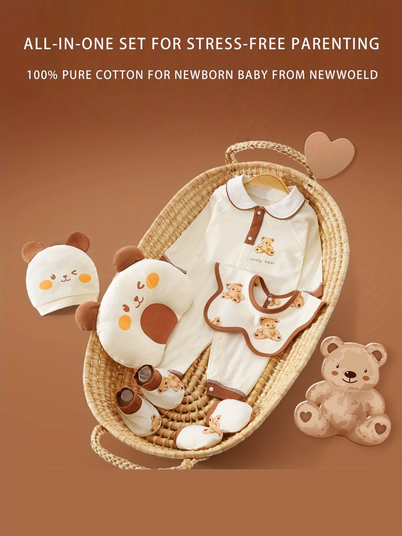 19pcs-Newborn Baby Girl Newborn Clothes - Baby Jumpsuit Daily Necessities Set -3pcs Jumpsuit - Hat - Bib - Pillow - Hand And Foot Cover - Bib - Baby Full Moon Four Season Set - Baby Gift - Newborn Essentials, Perfect for Outd