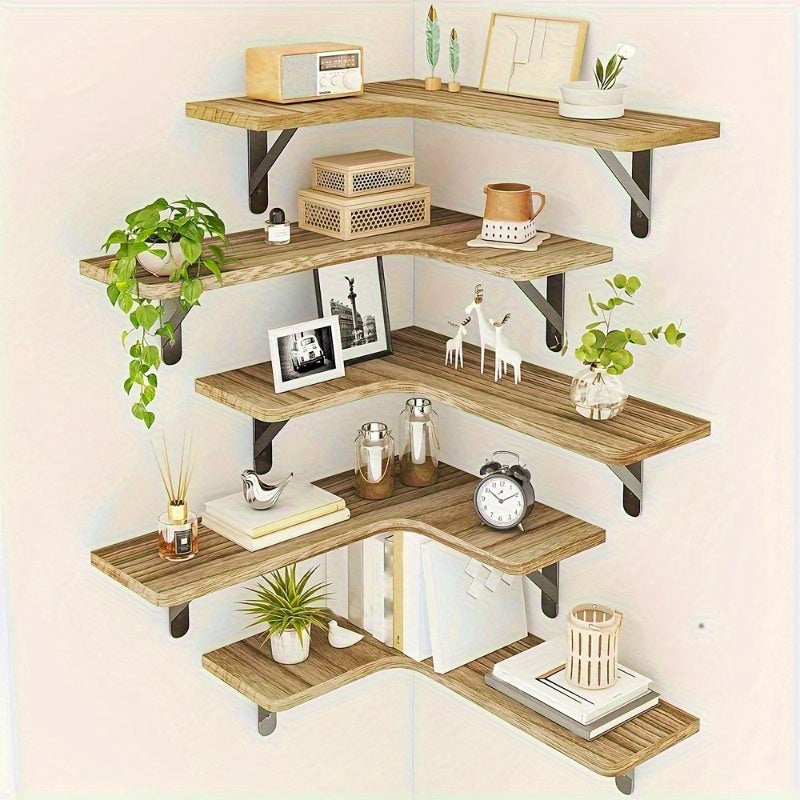 Country Style Wooden Corner Floating Frame: Beautiful Room Decoration Home, Kitchen, Bathroom, Bedroom Wall Shelf, Utility Shelves