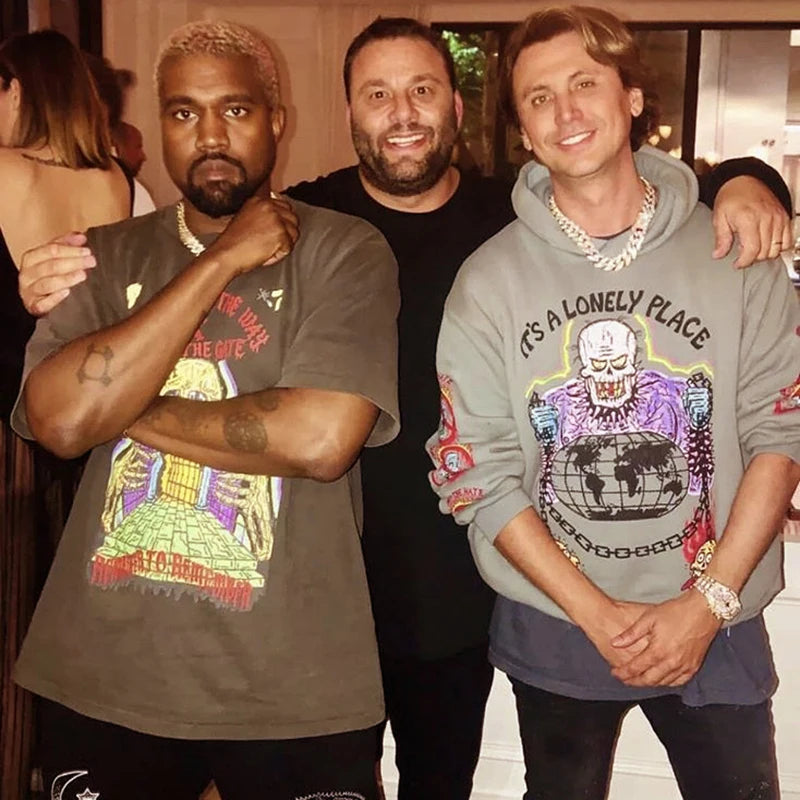 Kanye Fleece Skull Graffiti Heren Sweatshirt