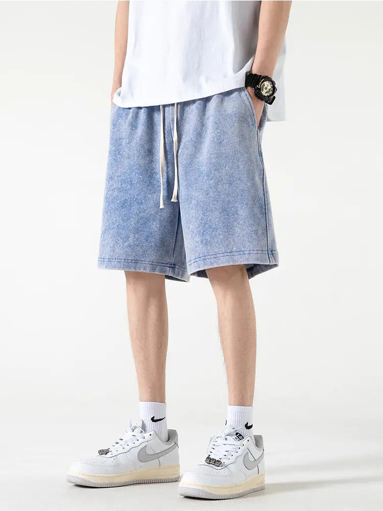 Zomerse katoenen sweatshorts met distressed look