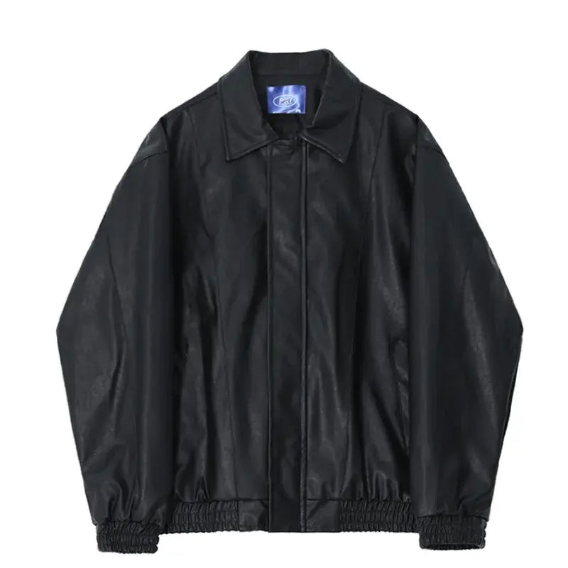 Korean PU Leather Zip Jacket