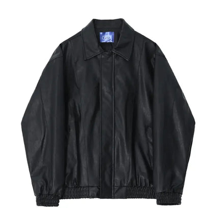 Korean PU Leather Zip Jacket