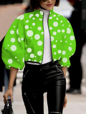 Damesmode Temperament Polka Dot Print Kort Jasje