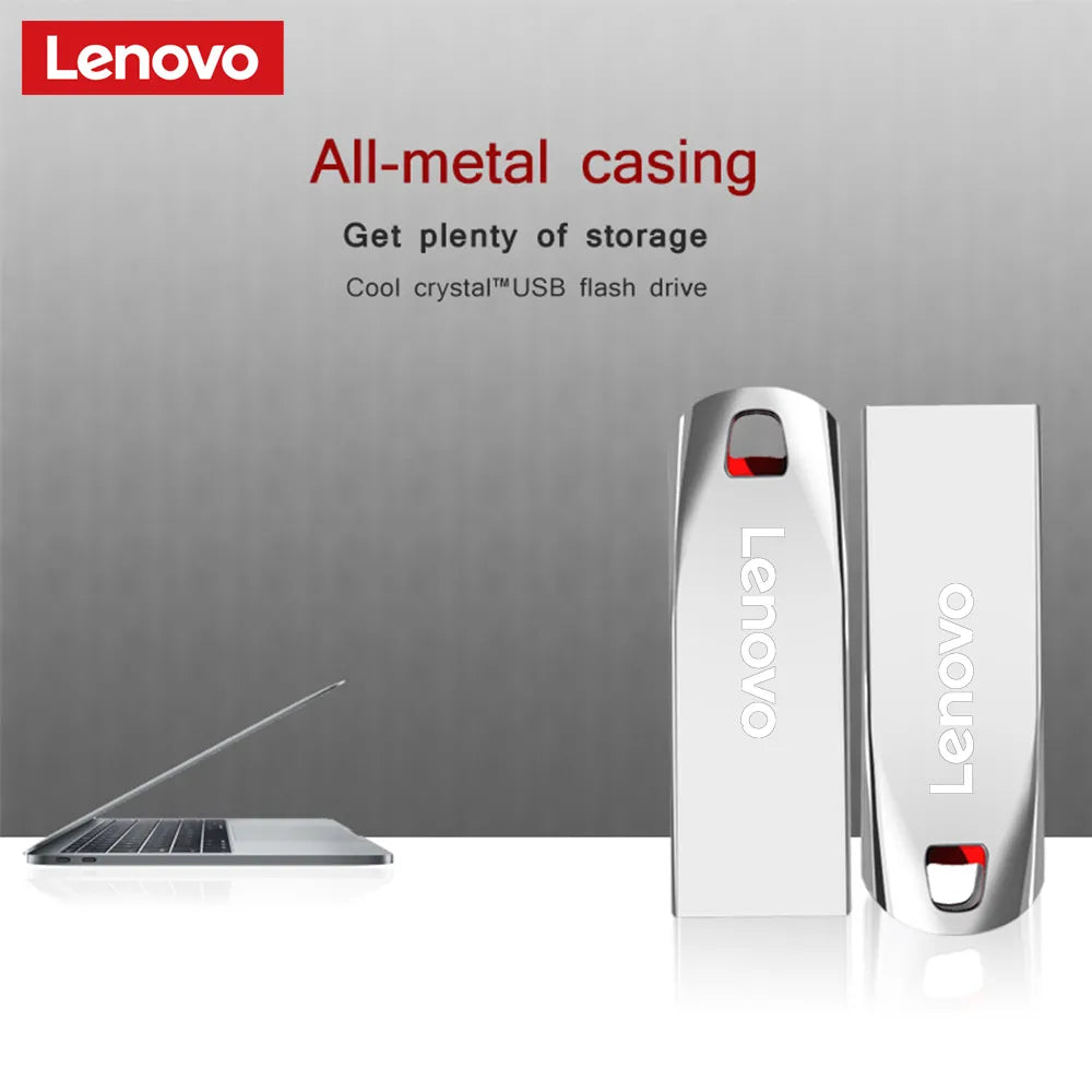 Lenovo 2TB USB-flashstations Mini Metal Real Capacity Memory Stick Zwarte pendrive Creatief zakelijk geschenk Zilveren opslag U-schijf 