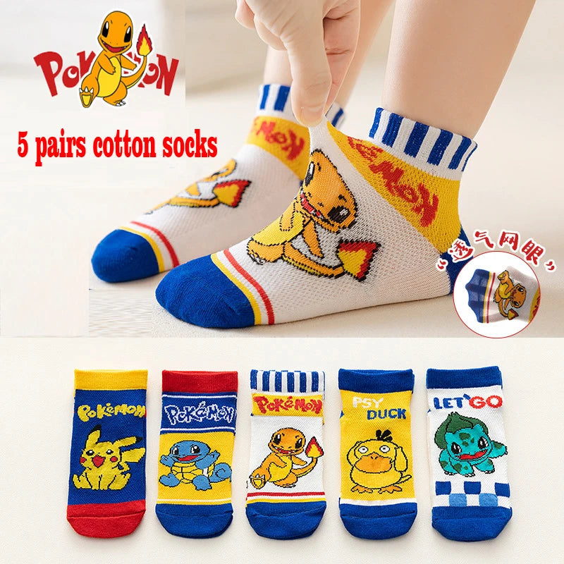5 Pair/Lot Autumn Winter Children Cartoon Socks Baby Cute Trendy Cotton Pokemon Print Socks Comfortable Girls Boys Sport Socks