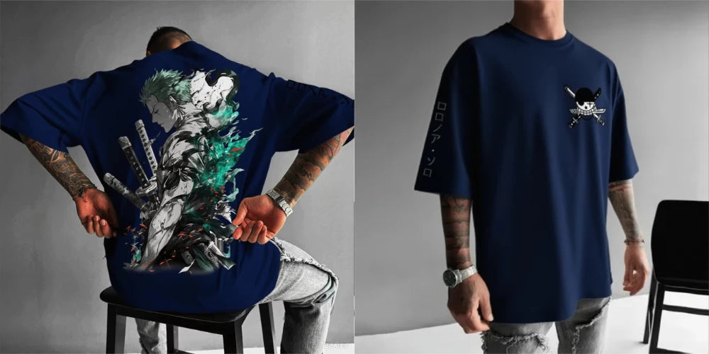 MINISO Zoro Anime Men's Women's Short Sleeve T-shirts New Summer Cotton Streetwear Casual Tops Graphic Tee Oversized Y2k Clothes