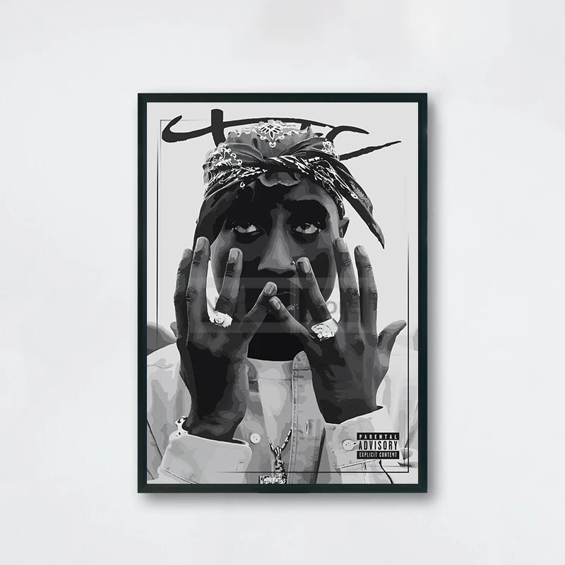 Famous Rapper 2Pac Posters Tupac Shakur Rap Prints Canvas Painting Wall Art Pictures Home Living Room Hip-hop Music Decoration