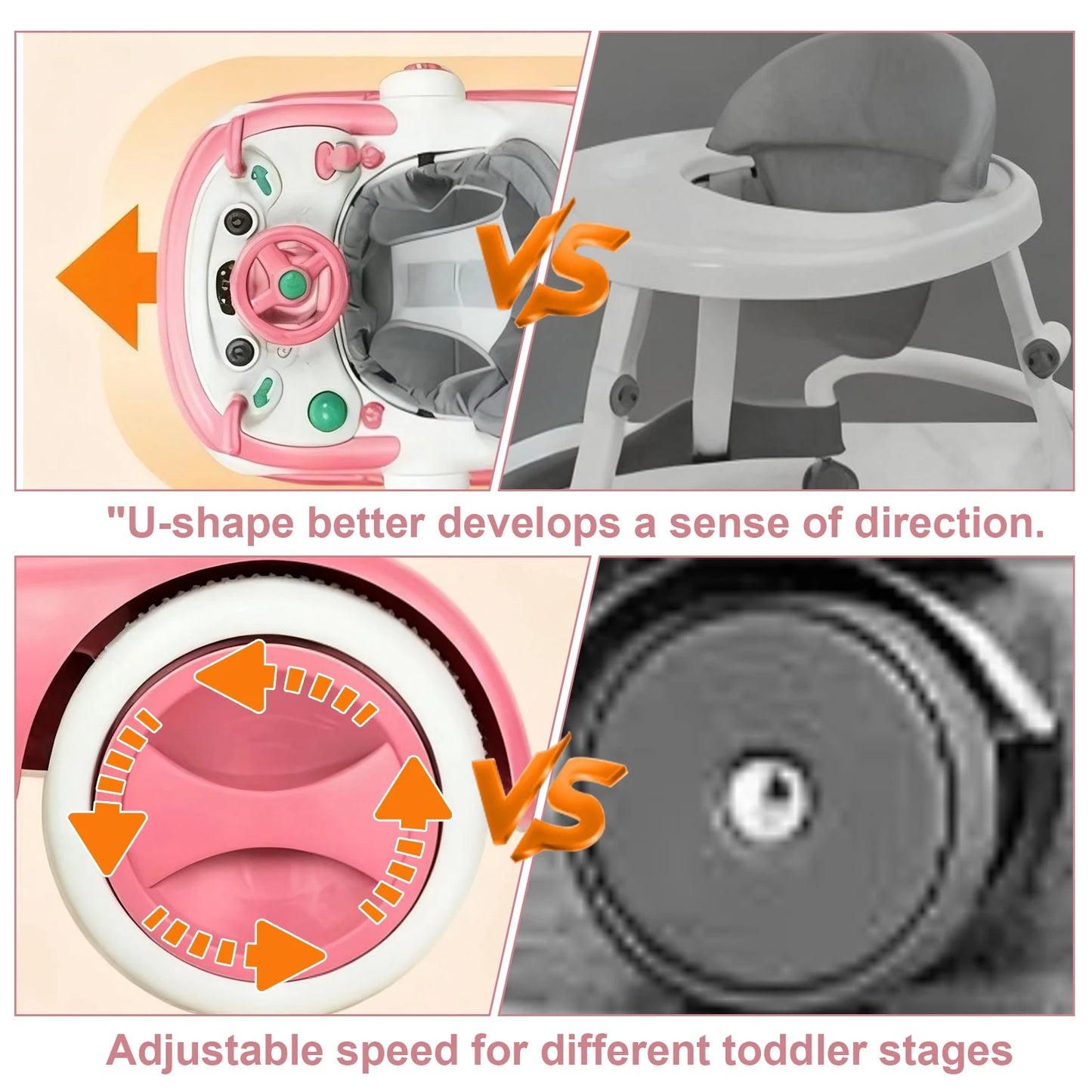 New 4 In 1 Baby Infant Walker Toddler Baby Push Walker Removable Feeding Tray And Music Tray Foldable Walker Child Handcart