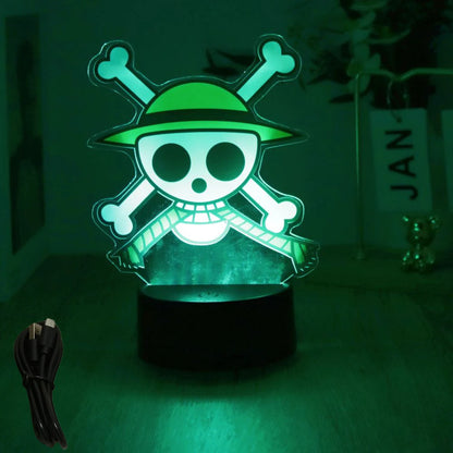 Actions Figure One Piece Luffy Zoro Anime Figures 3D Lamp PVC Action Collection Model Toys LED Night Light Kid Christmas Gift