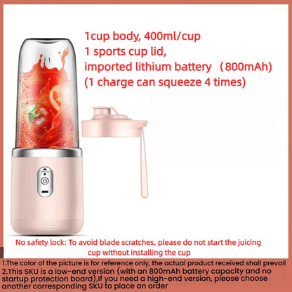 1PCS Juice Extractor Juice Cup Portable Rechargeable Small Juice Cup Home and Outdoor Multifunctional Juice Mixing 2Cups