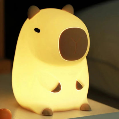 GGbingo Rechargeable Cute Capybara Night Light Novelty Dimmable Nursery Nightlight Touch Lamp Silicone Pat Lamp for Kids Room