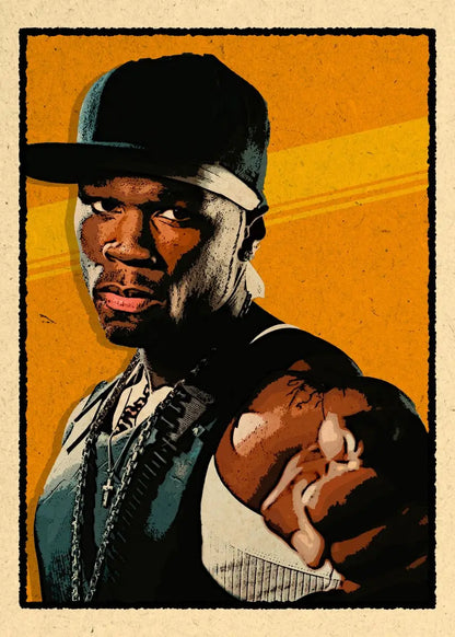 American Hip-hop Rap Musician 50 Cent Singer Portrait Canvas Painting Wall Art Picture Aesthetic Room Home Decoration Fans Gift