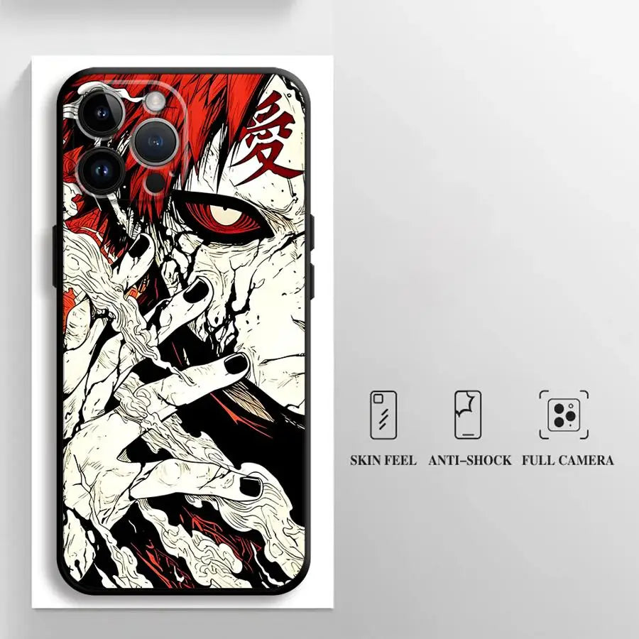 Anime Cool Gaara Black Soft Phone Cover Case for iPhone XR 13 12 11 Pro Max 15 16 14 Plus 7 8 XS Max