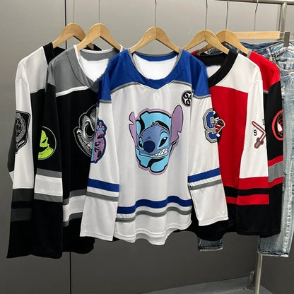 2025 Fashion Personality Men's and Women's Printed Long Sleeve T-shirt, Quick Drying and Breathable Retro Hockey Jersey 3189