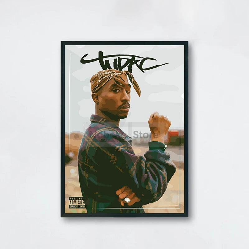 Famous Rapper 2Pac Posters Tupac Shakur Rap Prints Canvas Painting Wall Art Pictures Home Living Room Hip-hop Music Decoration