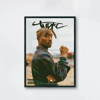Famous Rapper 2Pac Posters Tupac Shakur Rap Prints Canvas Painting Wall Art Pictures Home Living Room Hip-hop Music Decoration