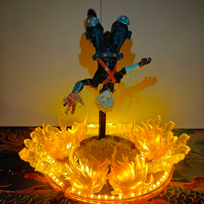My Hero Academia Anime Katsuki Bakugo Maximatic Awakening Explosions Effect DIY Action Figures & Base & Lamp Collection