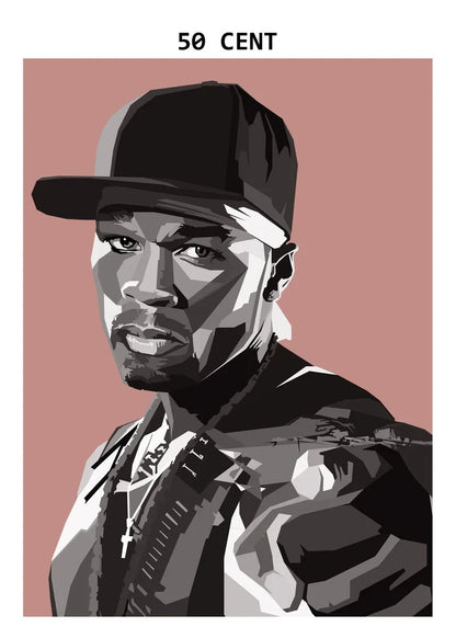 American Hip-hop Rap Musician 50 Cent Singer Portrait Canvas Painting Wall Art Picture Aesthetic Room Home Decoration Fans Gift