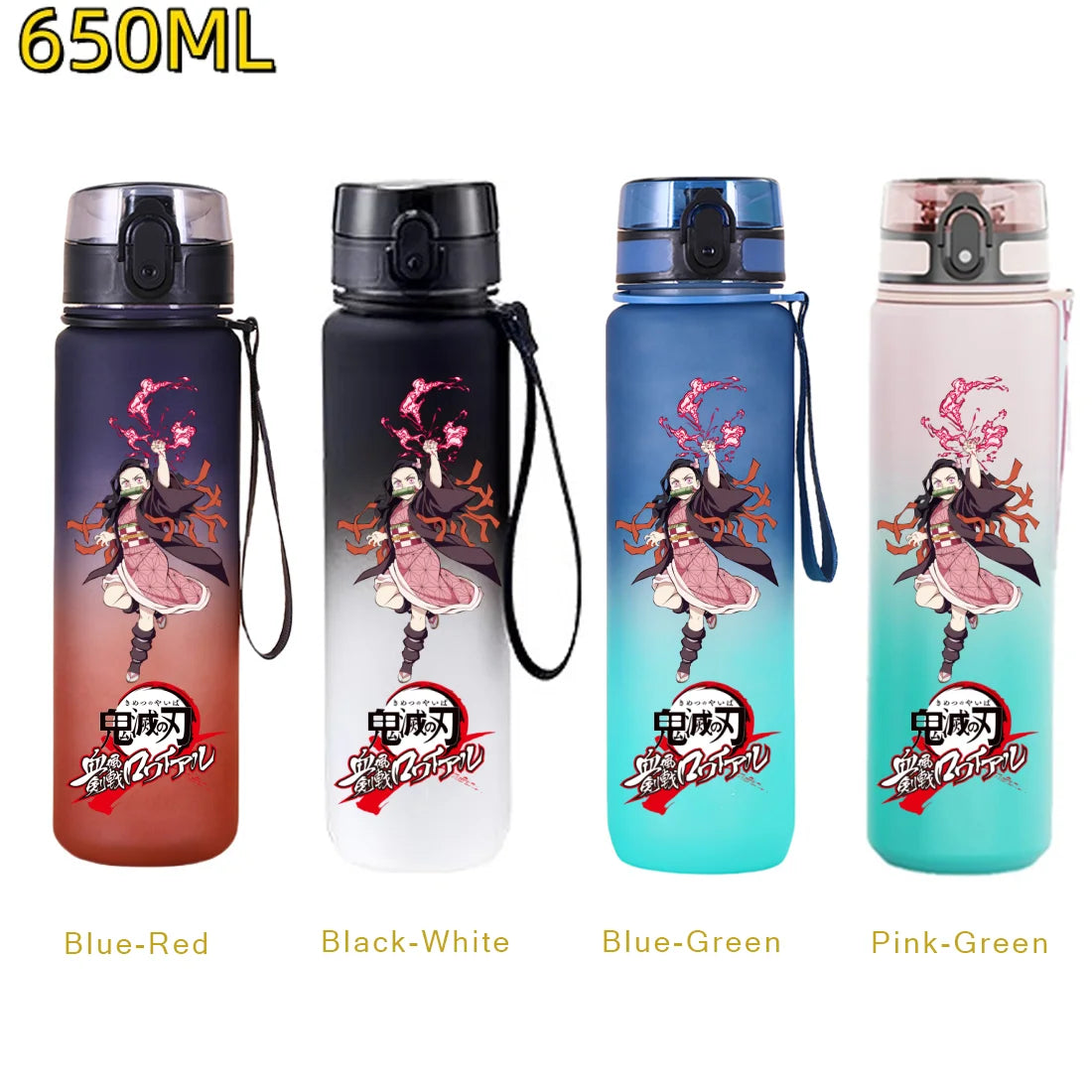650ML Demon Slayer Kamado Tanjirou Water Bottle Kamado Nezuko Kochou Shinobu Fitness Drink Bottle Kettle Travel Office Jugs