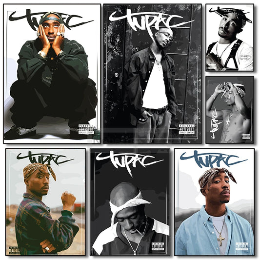 Famous Rapper 2Pac Posters Tupac Shakur Rap Prints Canvas Painting Wall Art Pictures Home Living Room Hip-hop Music Decoration