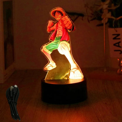 Actions Figure One Piece Luffy Zoro Anime Figures 3D Lamp PVC Action Collection Model Toys LED Night Light Kid Christmas Gift