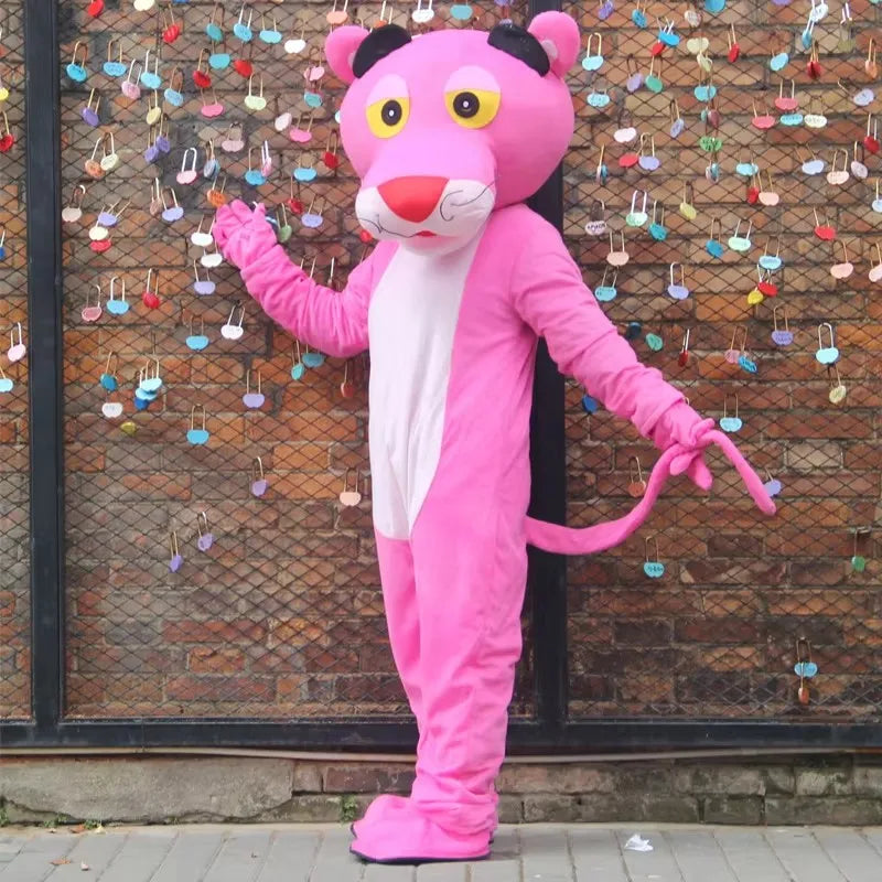 Pink Panther Leopard Cartoon Mascot Costume Adults Advertising ceremony birthday Fancy Dress Party carnival Cosplay Outfits