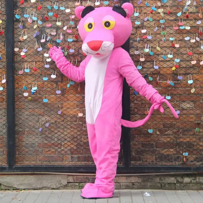 Pink Panther Leopard Cartoon Mascot Costume Adults Advertising ceremony birthday Fancy Dress Party carnival Cosplay Outfits