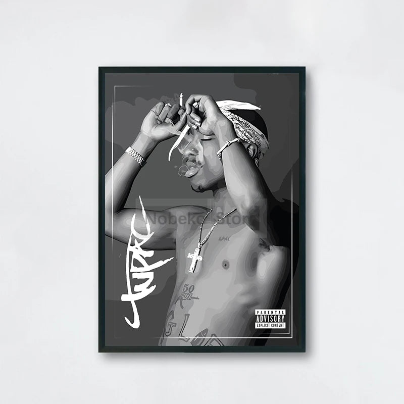Famous Rapper 2Pac Posters Tupac Shakur Rap Prints Canvas Painting Wall Art Pictures Home Living Room Hip-hop Music Decoration