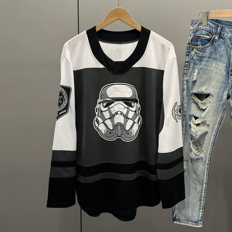 2025 Fashion Personality Men's and Women's Printed Long Sleeve T-shirt, Quick Drying and Breathable Retro Hockey Jersey 3189