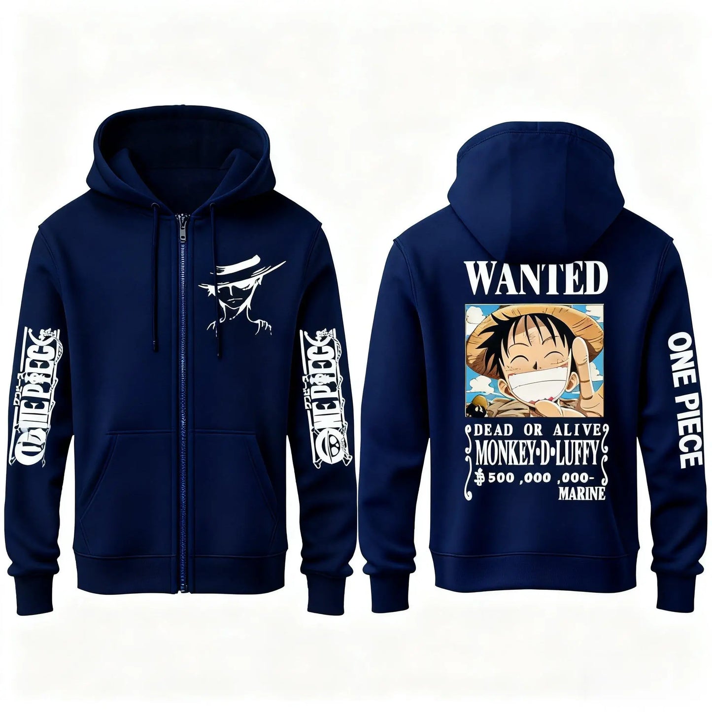 One Piece Anime Hoodie Luffy Wanted Print Sweatshirt Men Women Autumn Winter Casual Cosplay Jacket Hooded Pullover Streetwear